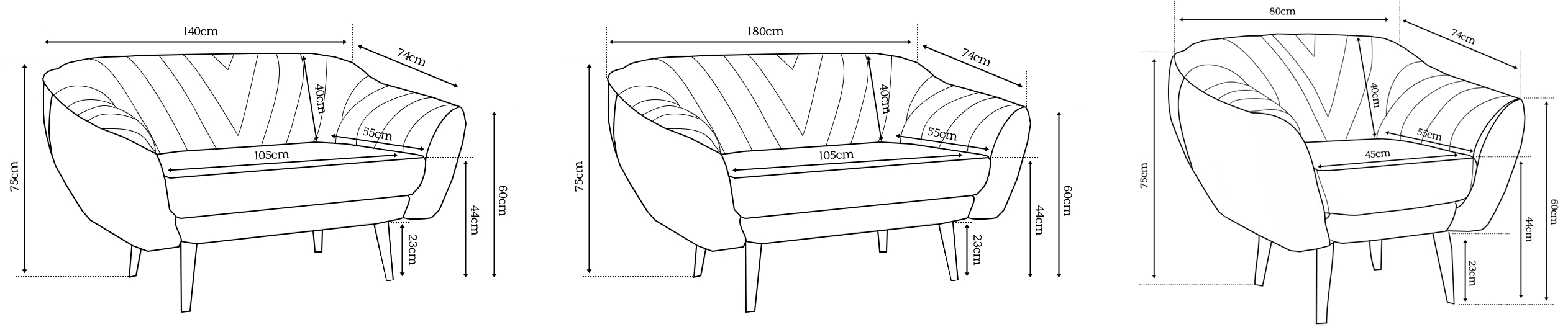 SOFA II + SOFA III + FOTEL VIKI