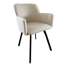 Lys beige spisestol i bouclé-stoff, BIANCA