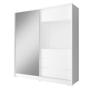 Garderobeskap med speil hvit TV 200