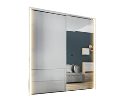 Hvit skyvegarderobe 200 cm med LED TAYA